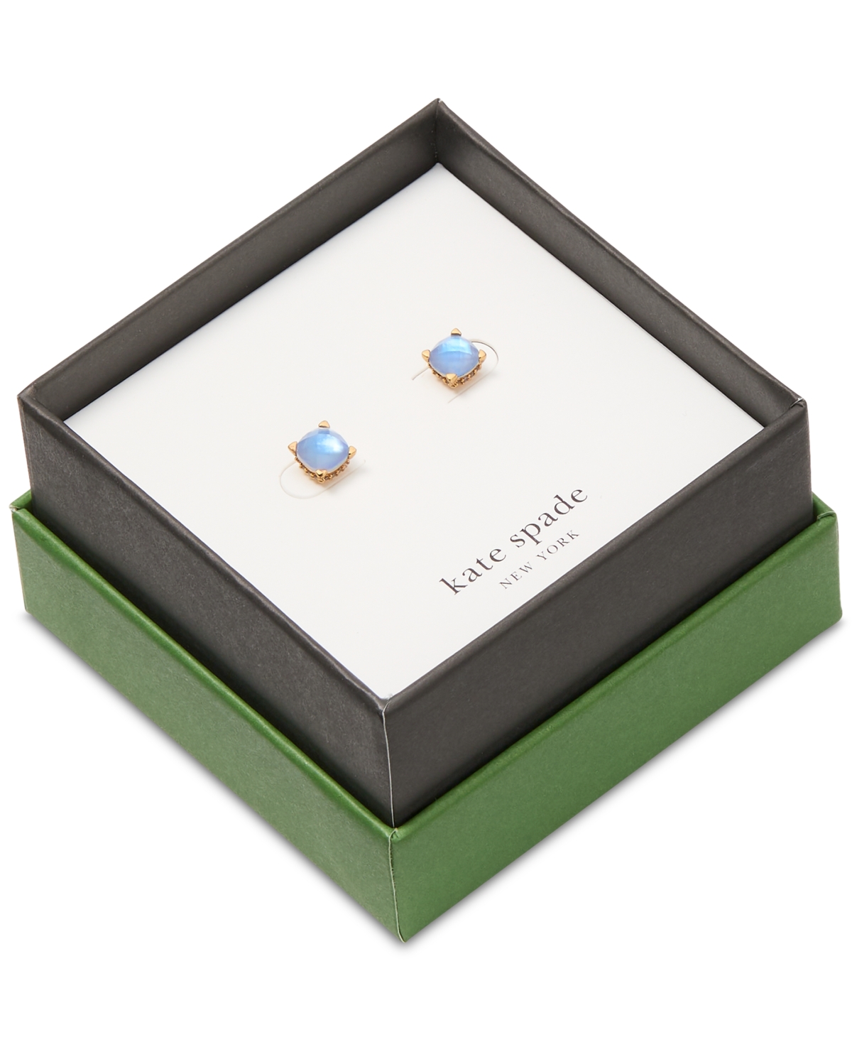 Kate Spade Gold-tone Color Cubic Zirconia Stud Earrings In Blue Gold.
