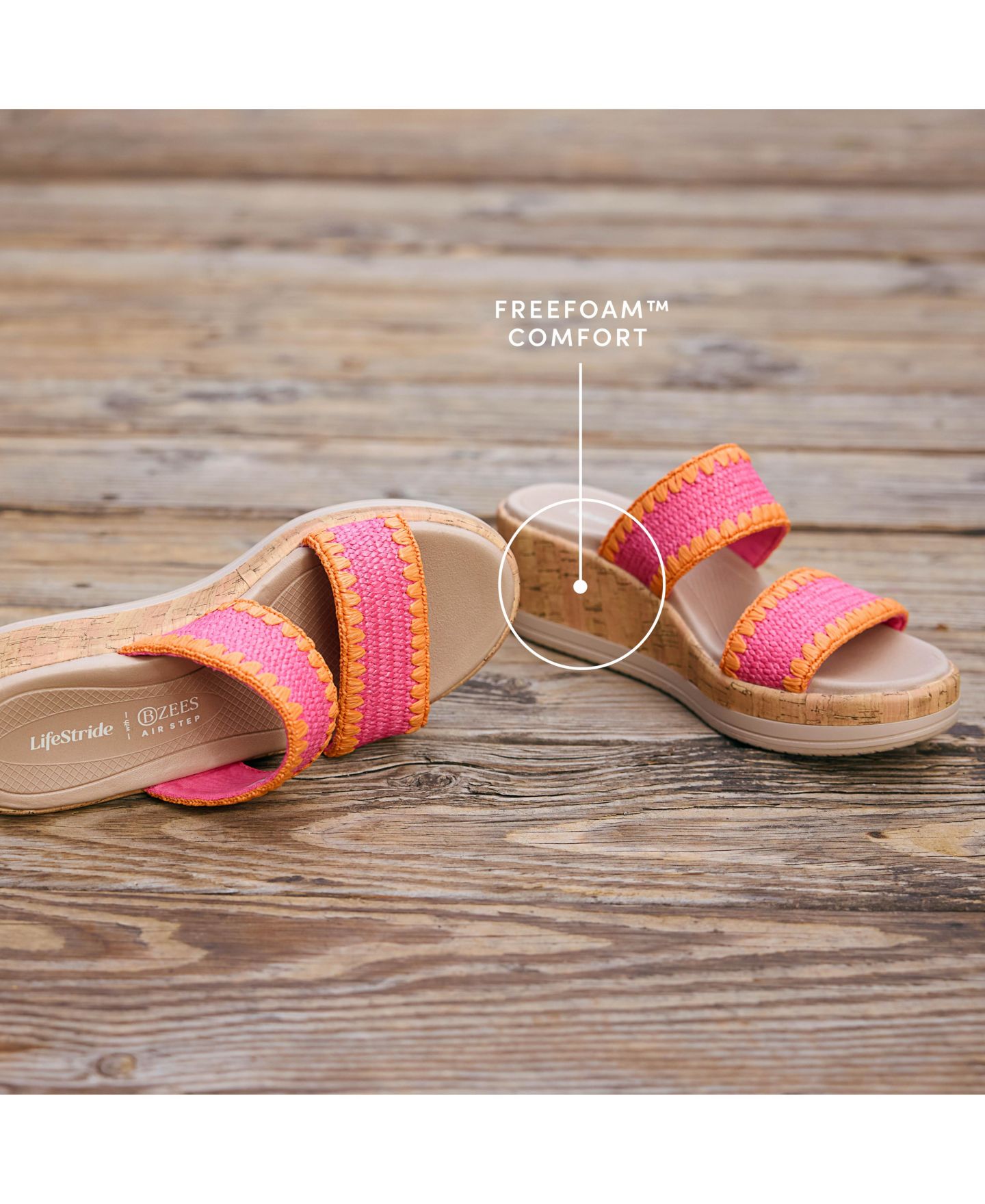 Женские сандалии LifeStride Resort Washable Slide Wedge, цвет: Чёрный разноцветный — фото 8