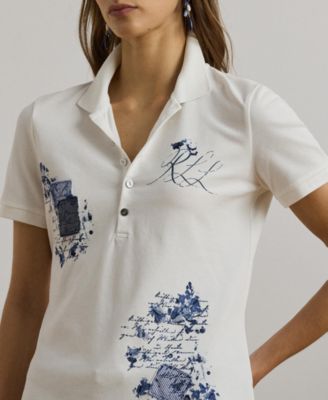 売れ筋商品|||ラルフローレン カットソー トップス レディース Women's Patchwork Piqu Polo Shirt White Lauren Ralph Lauren Women's Patchwork Piqué Polo Shirt - Macy's