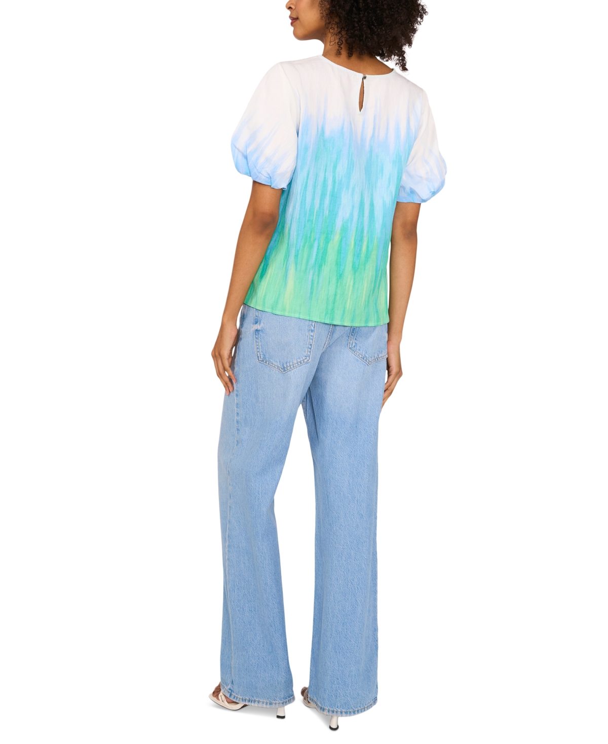 VINCE CAMUTO WOMEN'S TIE-DYE PUFF-SLEEVE TOP 