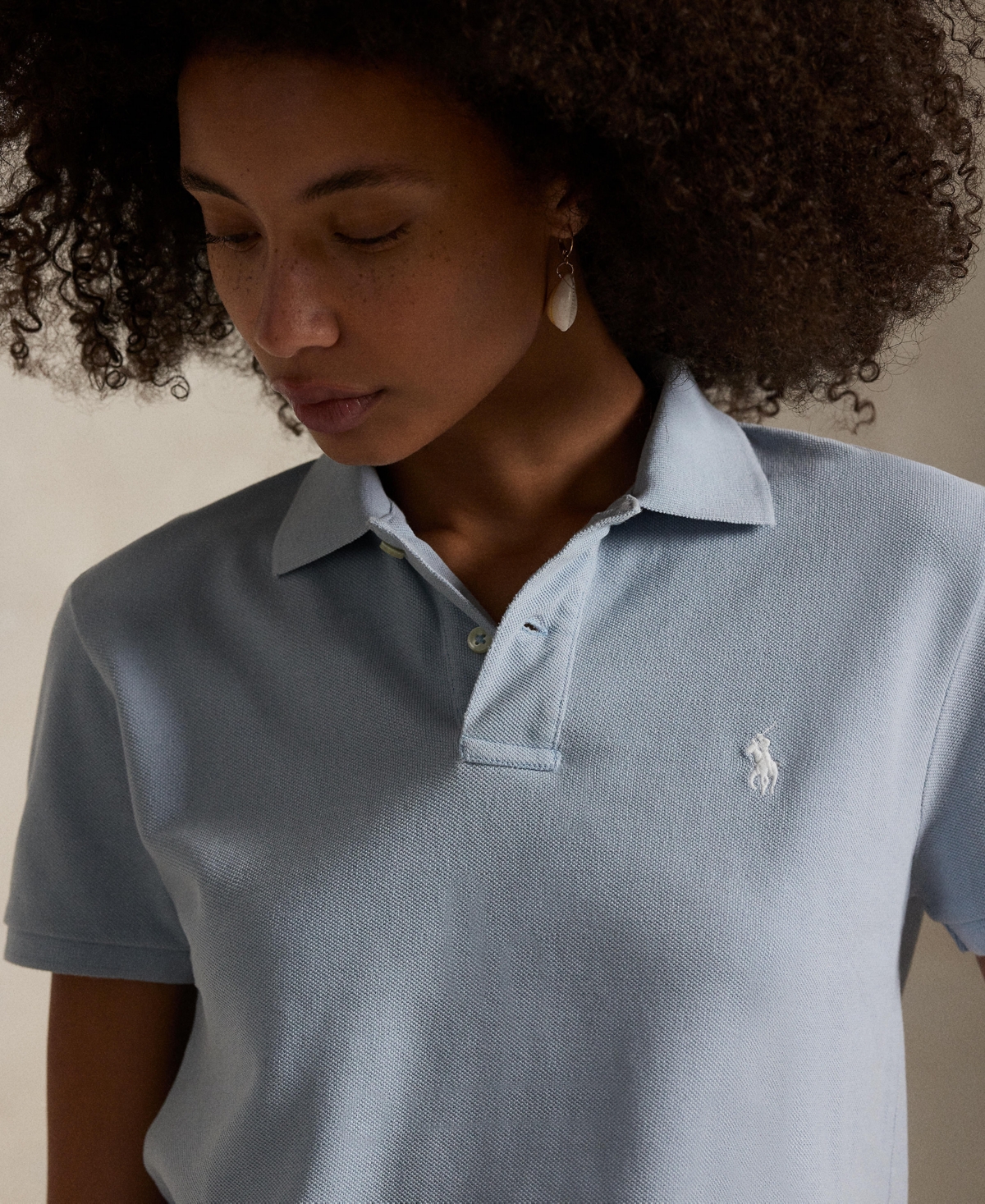 Shop Polo Ralph Lauren Women's Classic-fit Pique Polo Shirt In Light Indigo
