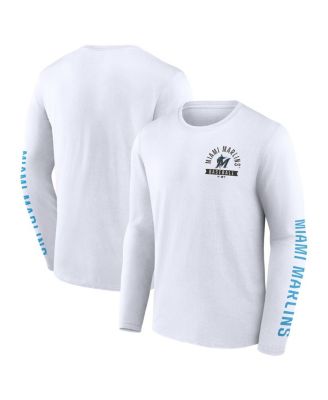Fanatics - Men's White Miami Marlins Press Box Long Sleeve T-Shirt