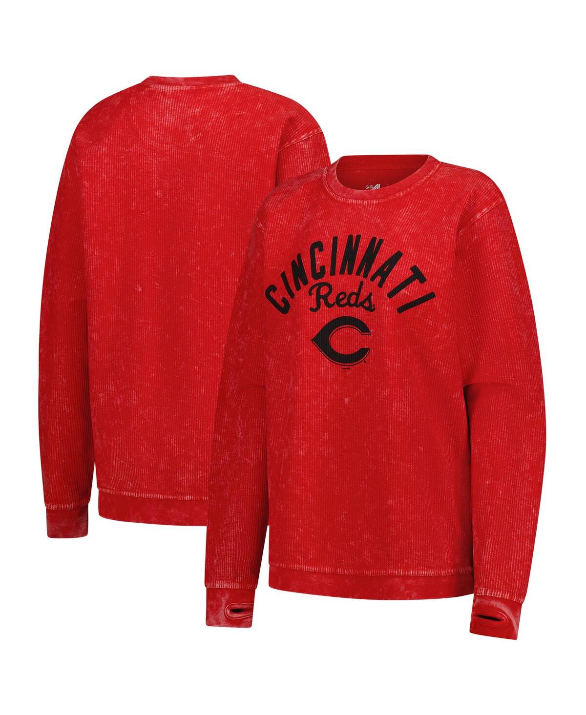 Women's Red Cincinnati Reds Comfy Cord Pullover Sweatshirt - Red