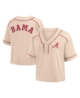Fanatics - Women's Tan Alabama Crimson Tide Oversized Dominant Force Midi V-Neck T-Shirt