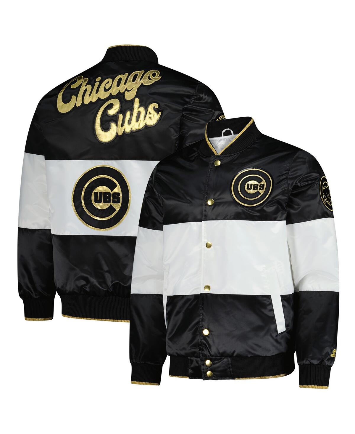 Starter Men's White Chicago Cubs Full-snap Jacket In Black