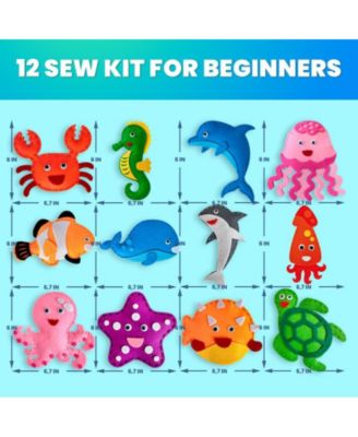 Kids Crafts Ages 4-8 DIY Beginner Needle and Thread Kit - 12 Sewing Kit Basic