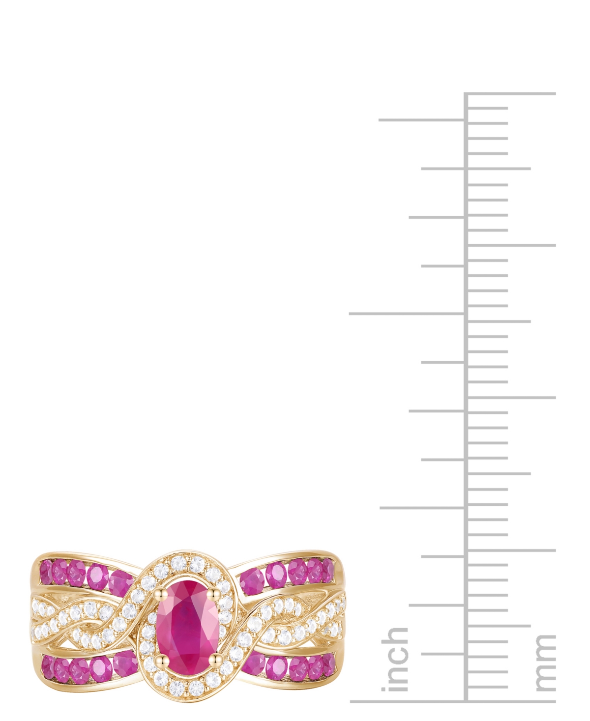 Macy's Emerald (3/8 Ct. T.w.) & Diamond (1/4 Ct. T.w.) Multirow Swirl Ring In 14k Gold (also In Ruby & Sapp In Ruby