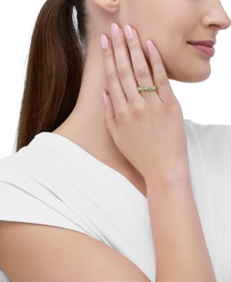 Lab-Created Emerald (1/3 ct. t.w.) & Lab-Created White Sapphire (1/5 ct. t.w.) Flower Stack Ring in 14k Yellow Gold-Plated Sterling Silver 