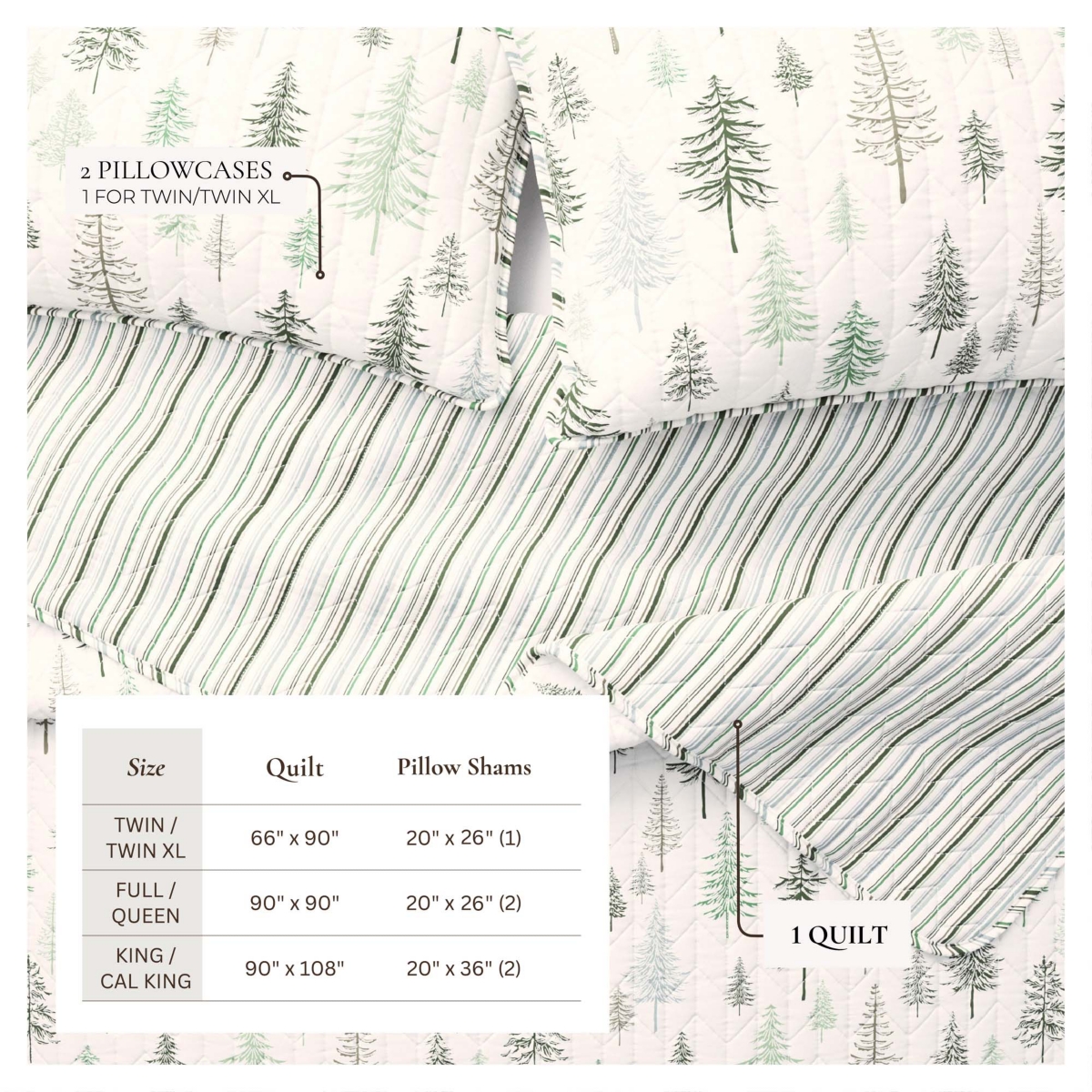 Linery & Co. Rustic Lodge Trees Microfiber Quilt Set With Shams