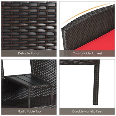 Patio Rattan Conversation Set Seat Sofa Cushioned Loveseat Chairs