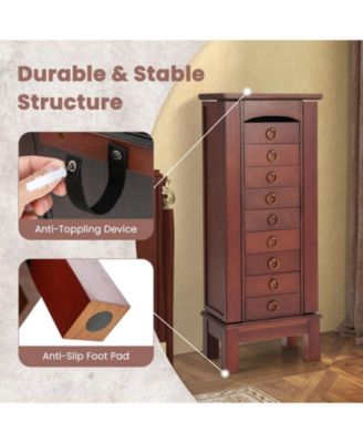 Wood Jewelry Cabinet Storage Chest Stand Organizer Necklace