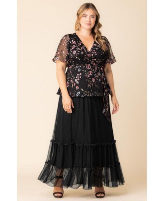 Plus Size Isla Tiered Mesh Maxi Skirt