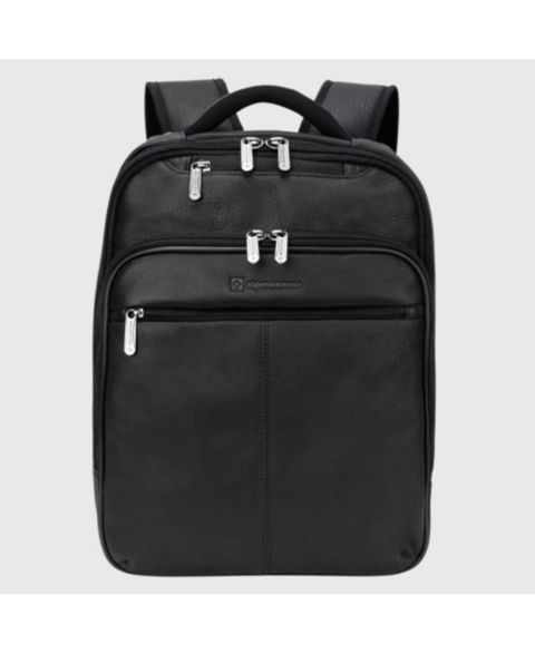 Рюкзак Alpine Swiss 13” Laptop Travel Genuine Leather Slim Carry On Daypack, цвет: Чёрный