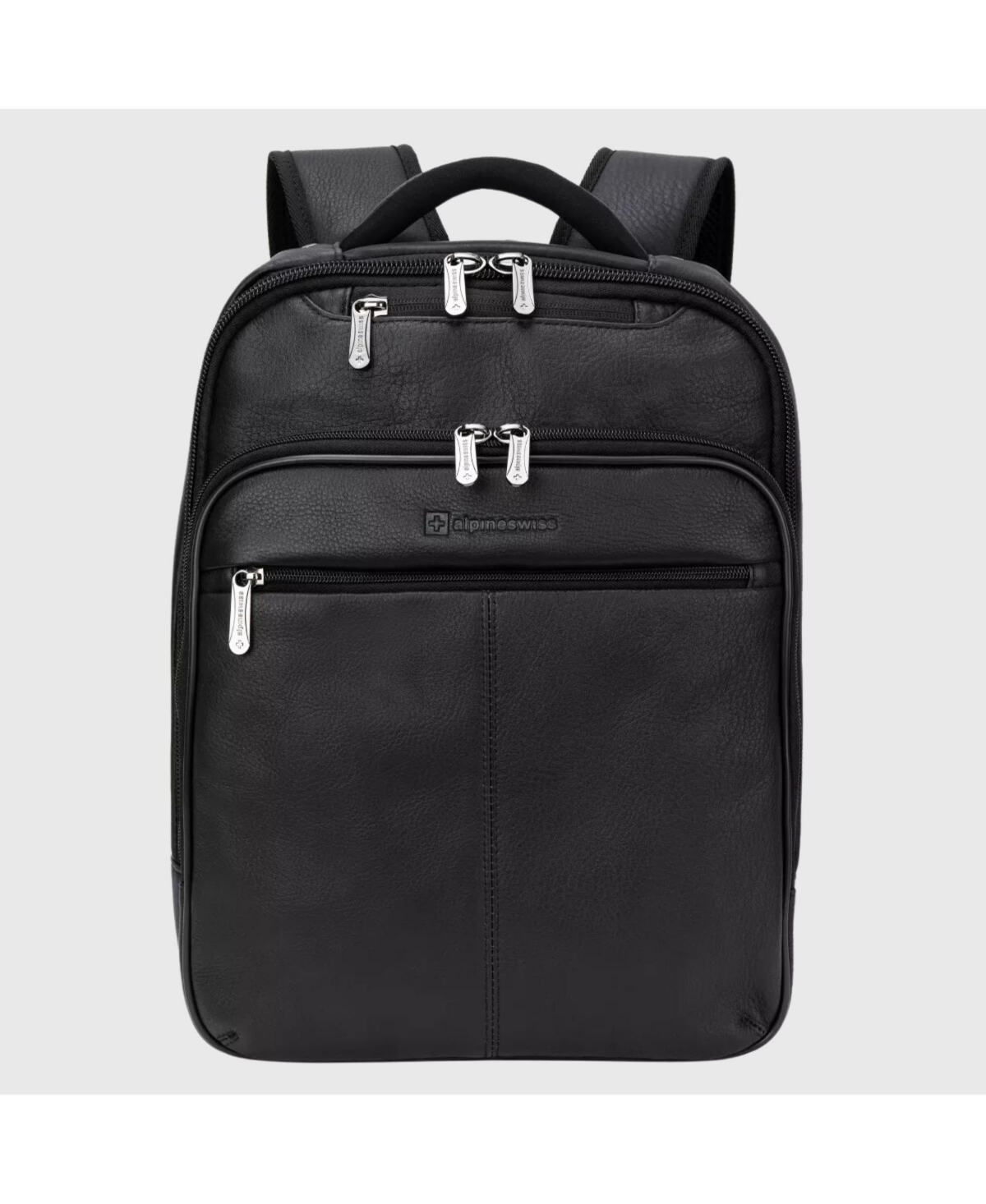 13&#x201D; Laptop Travel Backpack Genuine Leather Slim Carry On Daypack - Black