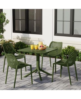 5-Piece Resin Square Patio Dining Table Set with Stackable Patio Dining Chairs