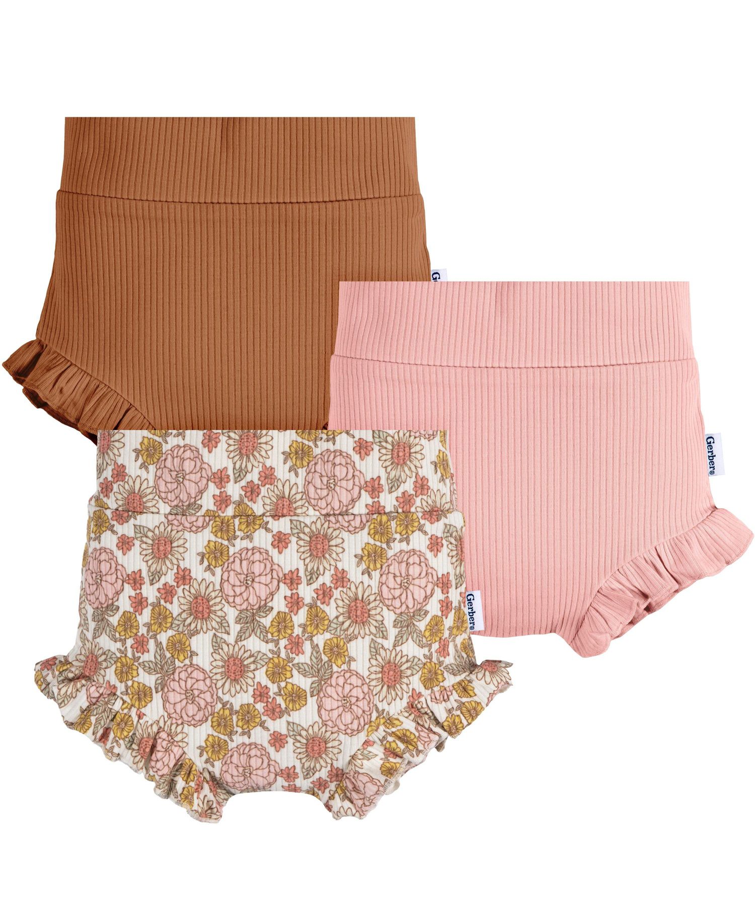 Baby Girls Bubble Shorts, 3-Pack
