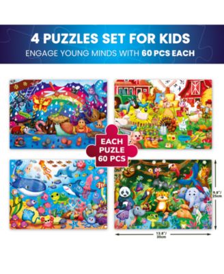 4 x 60 Piece Puzzles for Kids Ages 4-6 – Glow-in-The-Dark Puzzles