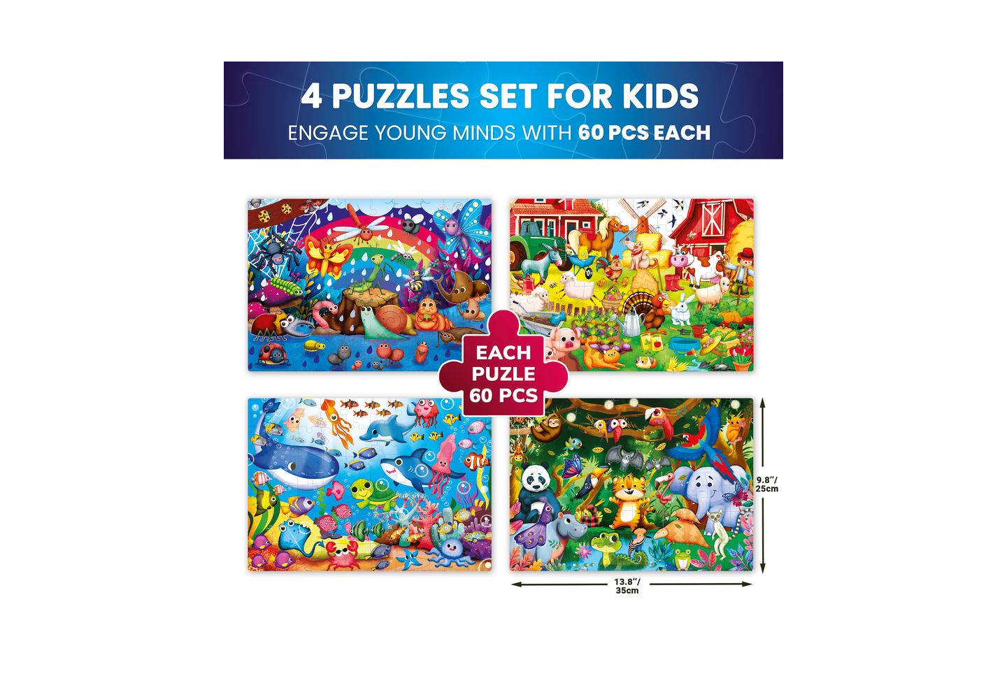 Детские игрушки Quokka 4 x 60-Piece Glow-in-the-Dark Puzzles, Ages 4+, цвет: 4x60 — фото 3