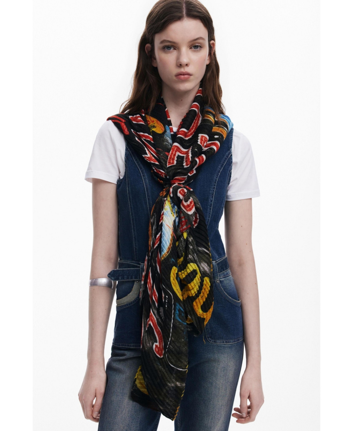 Women's Cat letters scarf - Black