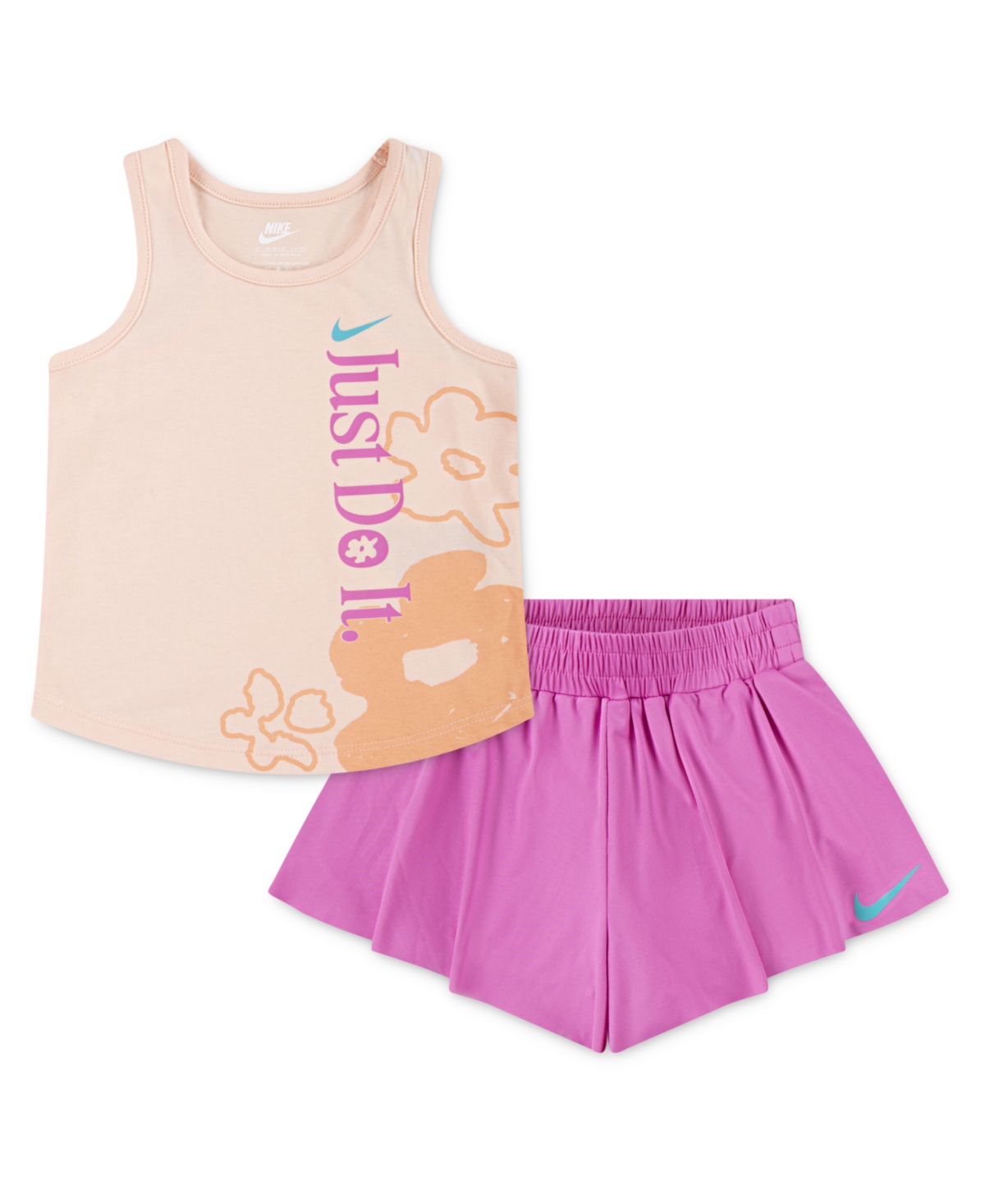 Nike Little Girls Wild Flower Tank And Shorts Set In Playful Pink