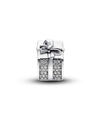 Sterling Silver Sparkling Gift Box Charms