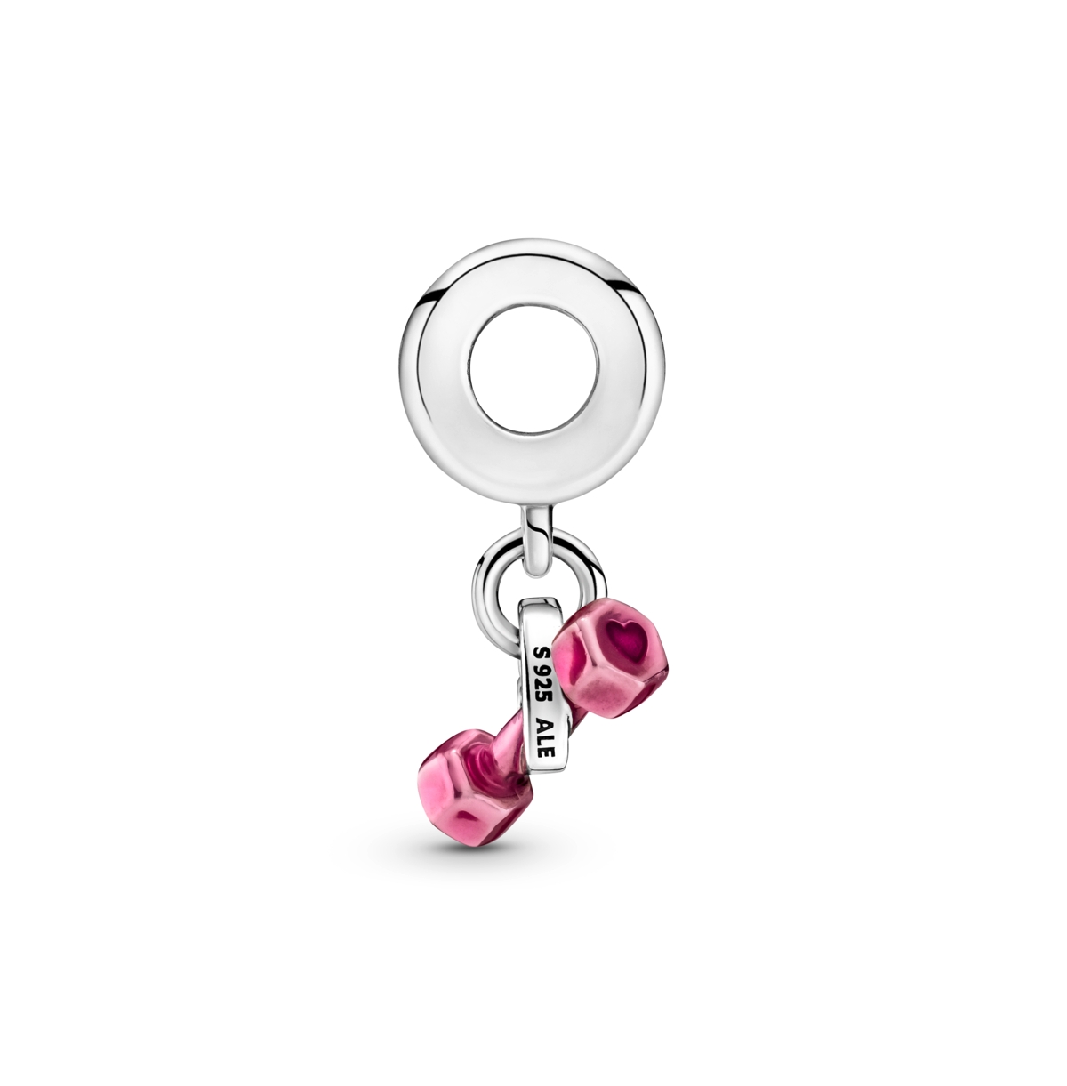 Pandora Sterling Silver Dumbbell Heart Dangle Charms In Sterling Silver