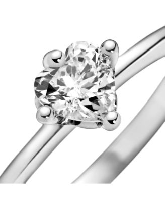 Sterling Silver Clear Heart Solitaire Ring