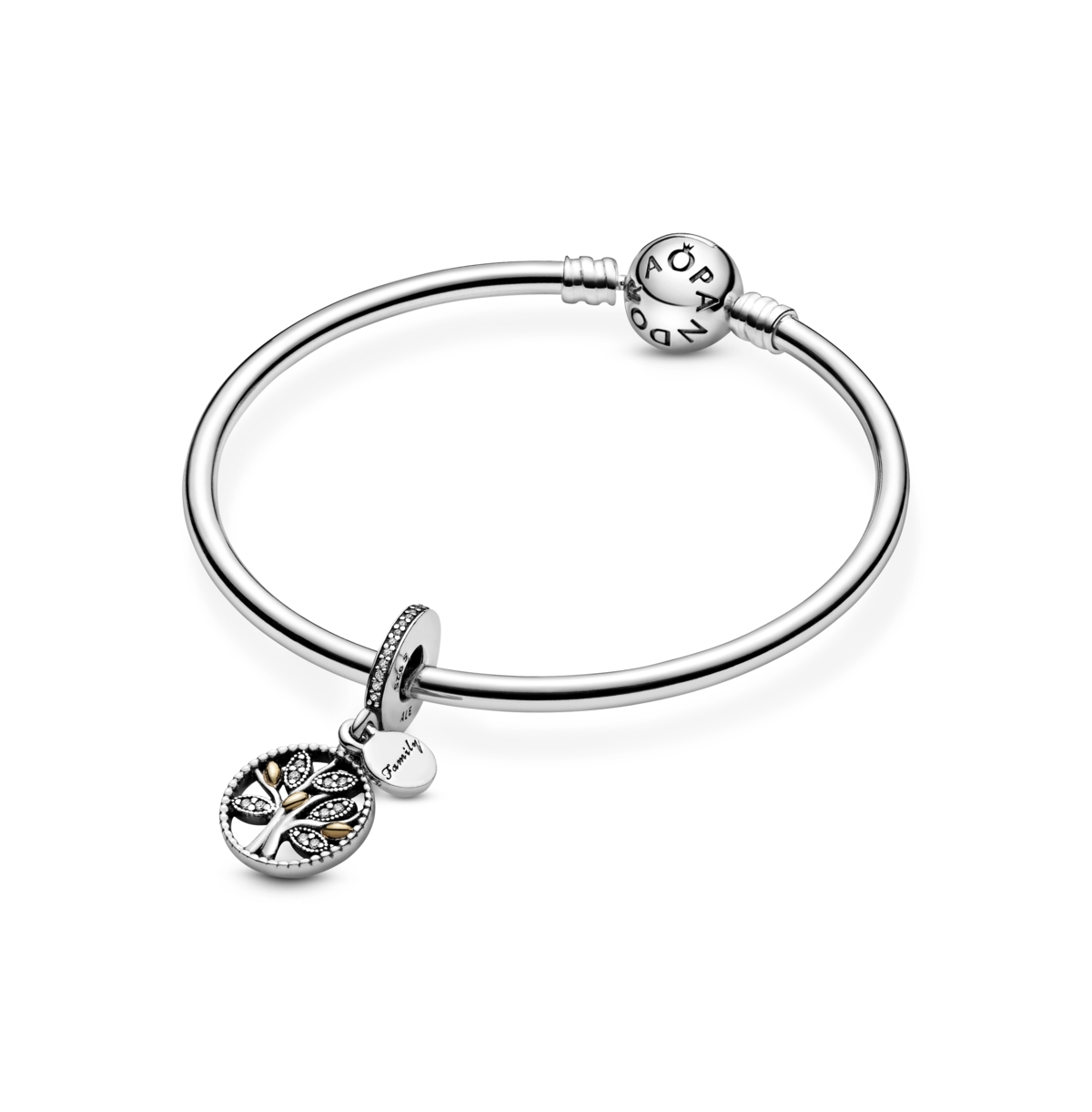 Pandora Sparkling Family Tree Dangle Charms In Two-tone