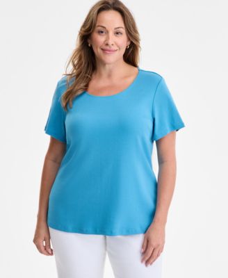 Style & Co - Women's Cotton Short-Sleeve Scoop-Neck T-Shirt