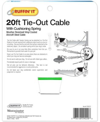 Tie Out Cable: 1700# Strength - 20FT