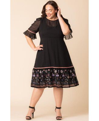 Plus Size Mesmerizing Embroidered Cocktail Midi Dress