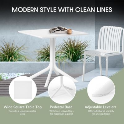 Modern 5-Piece Resin Patio Dining Table Set with Stackable Patio Dining Chairs