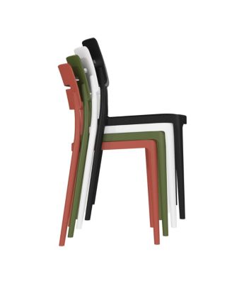 Modern 5-Piece Resin Patio Dining Table Set with Stackable Patio Dining Chairs