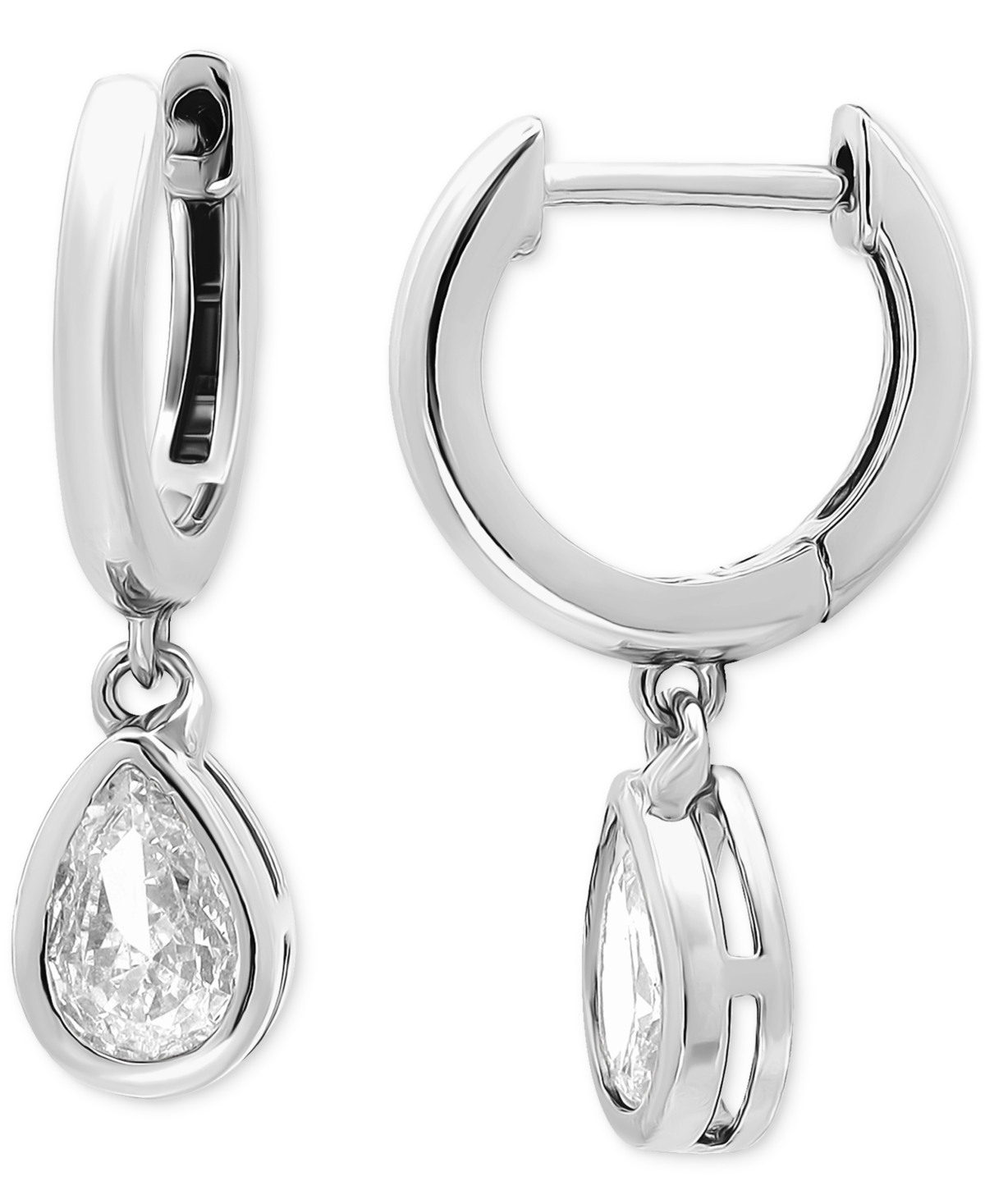 Giani Bernini Cubic Zirconia Teardrop Huggie Earrings In Silver