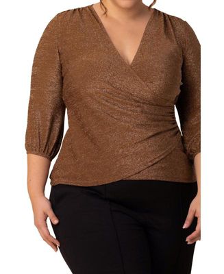 Plus Size Celeste Sparkle Faux Wrap Top