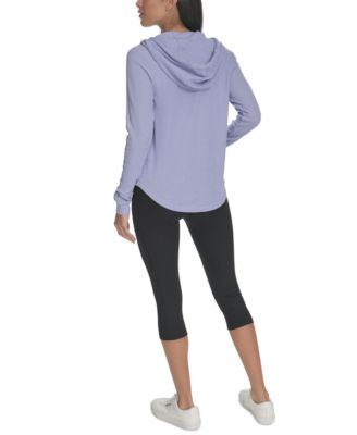 Ruched-Sleeve Zip Hoodie