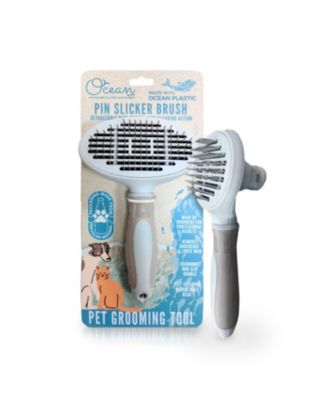 Ocean Plastic by Pt Beige Self-Cleaning Pin Slicker Brush Retractable Head Eco-Friendly Grooming Tool for Dogs and Cats - Beige 26$