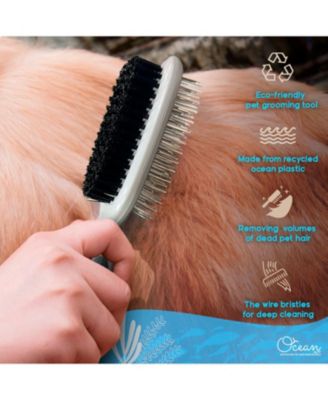 Beige Double-Sided Oval Grooming Brush, Eco-Friendly Pet Brush for Dogs and Cats