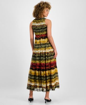Women's Printed Smocked Sleeveless Maxi Dress