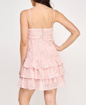 Juniors' Sequin Embellished Sleeveless A-Line Dress