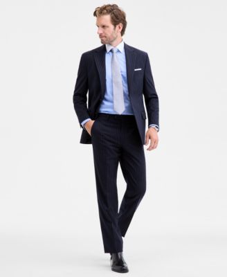 Men's Classic Fit Wool-Blend Pinstripe Suit Separate Jacket 