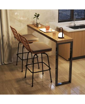 Patio 360° Swivel Bar Stools Set of 2 with Backrests & Footrests Soft Seat Cushions