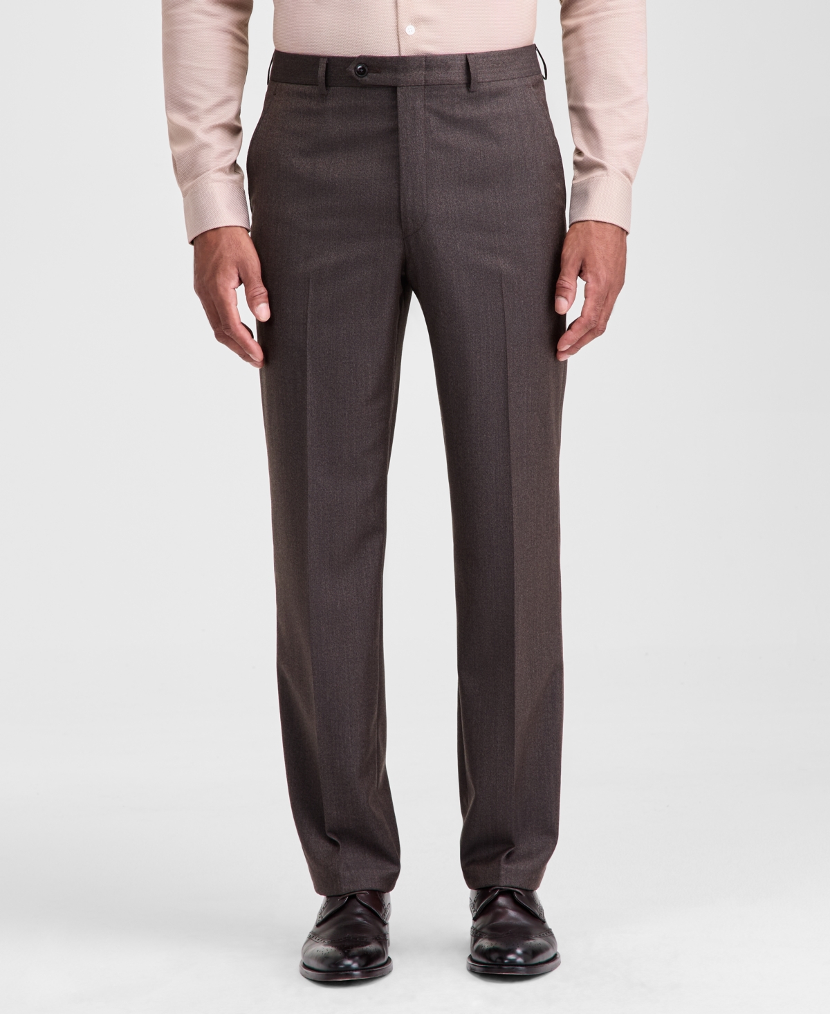 Men's Classic-Fit Wool-Blend Suit Separate Pants - Brown Twill