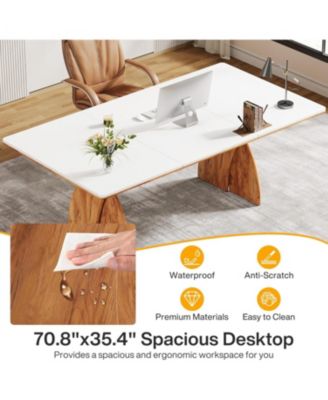 Executive Office Desk, Large Computer Desk, Modern Wood Desk with Heavy Duty Legs, Laptop Desk Study Writing Table Business Furniture, Work Desk for Home Office