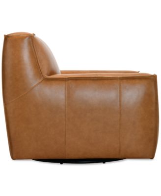 Glympton 44" Leather Swivel Chair, Exclusively at Macy's