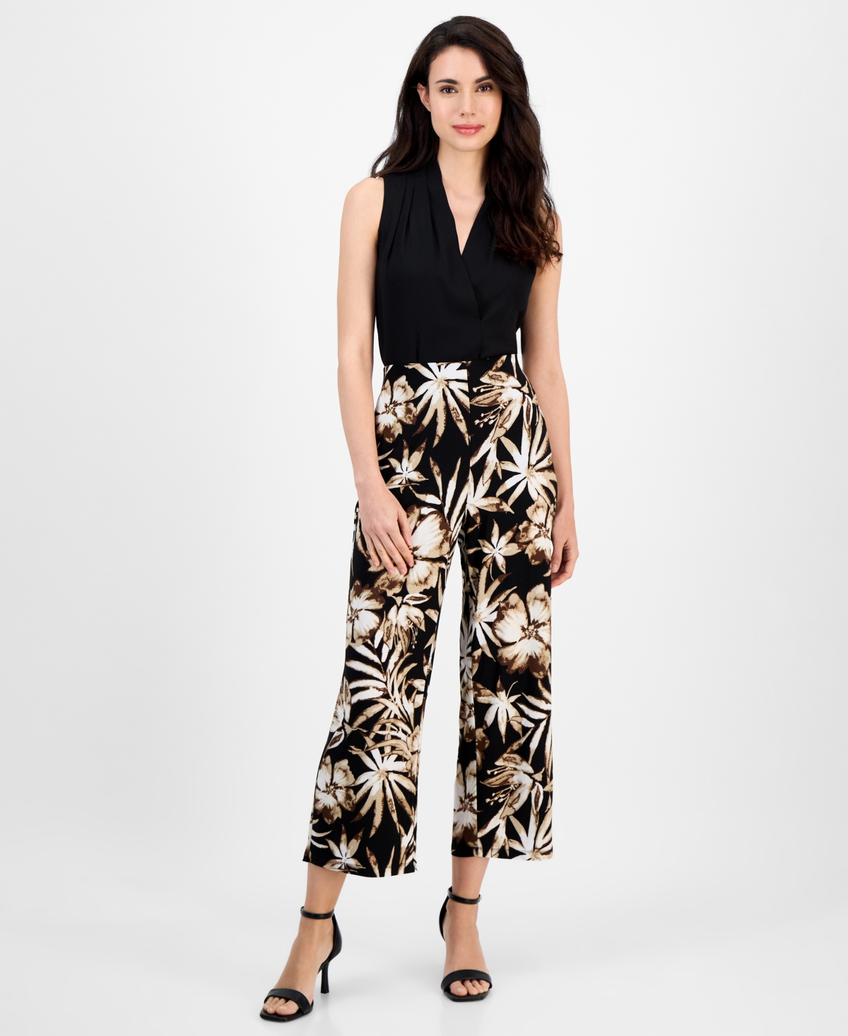 Women's Printed Pull-On Wide-Leg Pants - Anne Black Multi