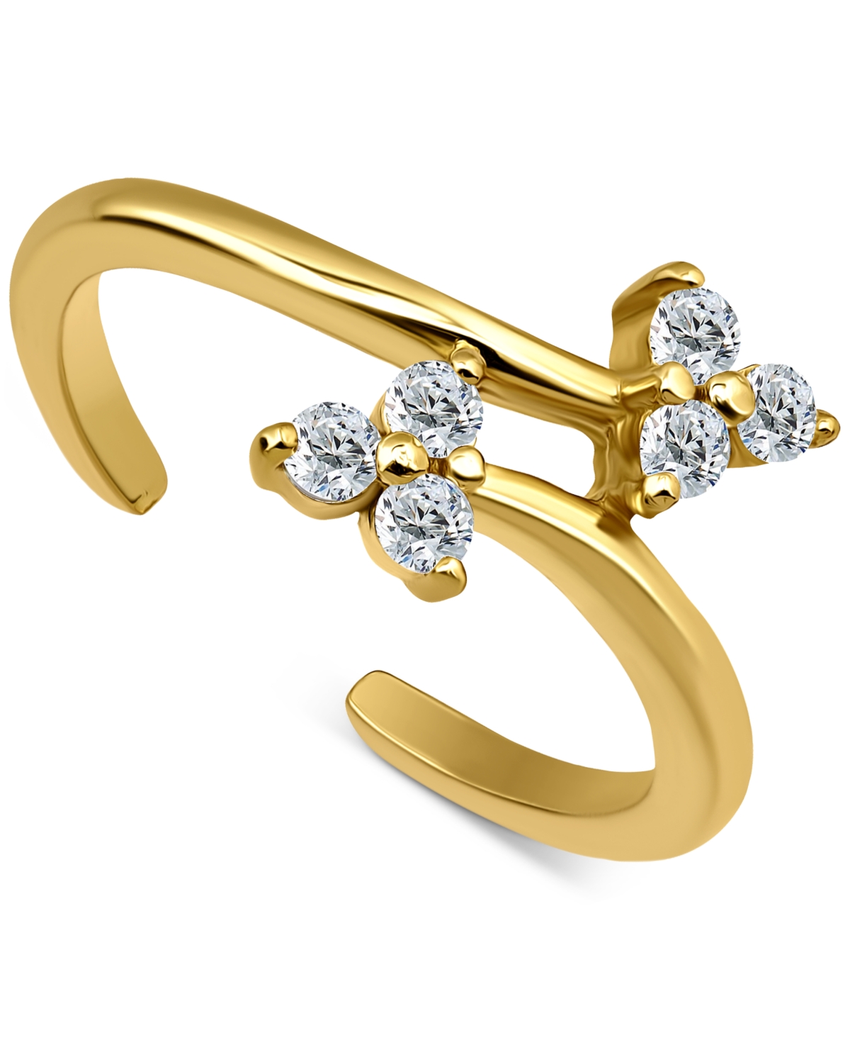 GIANI BERNINI TRIPLE ROUND CUBIC ZIRCONIA CLUSTER ADJUSTABLE TOE RING, EXCLUSIVELY AT MACY'S 