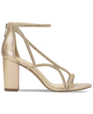 Women's Shiny Rhinestone Block-Heel Dress Sandals