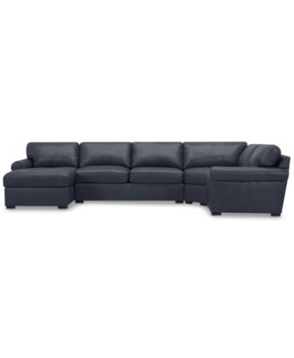 Radley Roll Arm 152" 4-Pc. Leather Wedge Corner Chaise Sectional