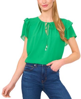 CeCe - Women's Tie-Neck Tiered-Ruffle-Sleeve Blouse